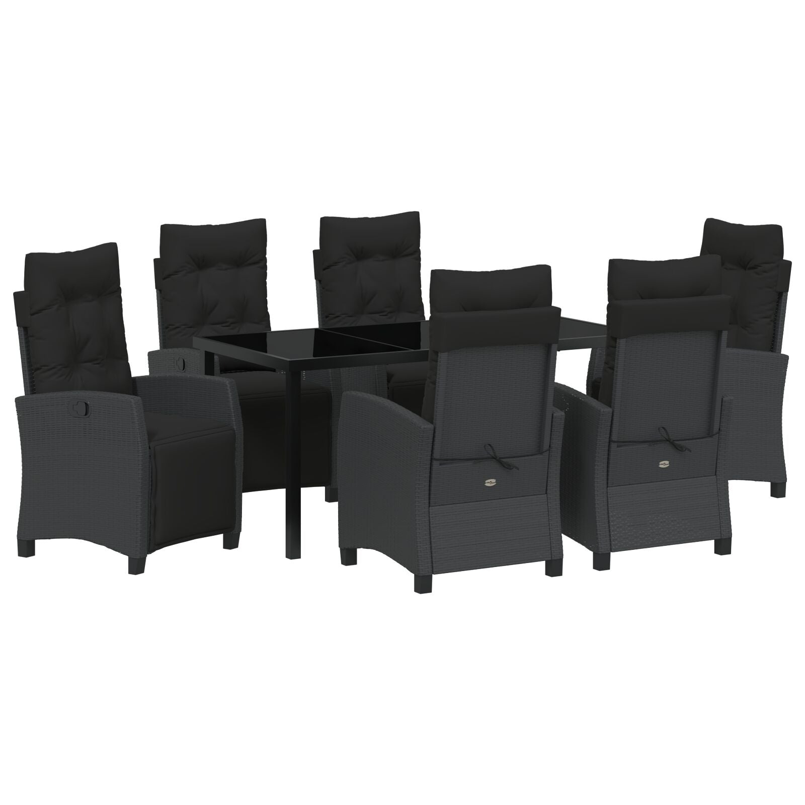 7-Delige Tuinset In Zwart Poly Rattan