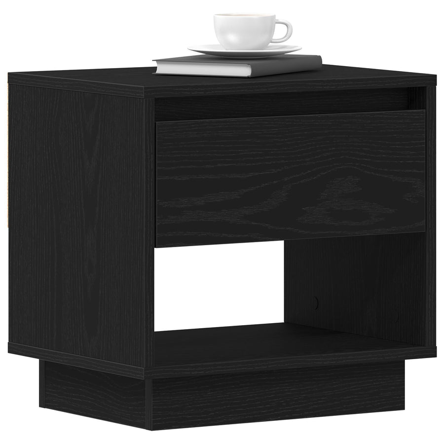 Nachtkastje 2 Stuks Zwart Eiken 45X34X49 Cm Bewerkt Hout