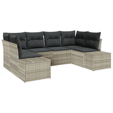 6-Delige Tuin Sofa Set Met Kussens Lichtgrijs Poly Rattan