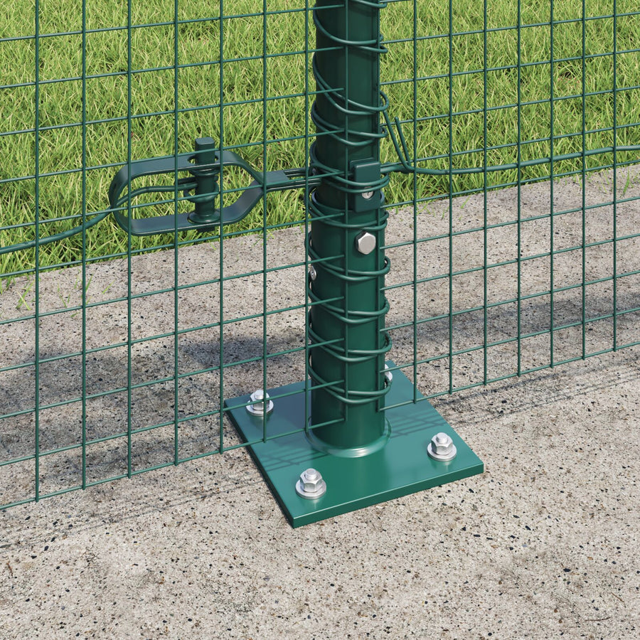 Gelaste Draadhek Met 7 Flenshekpalen Groen 0.6X10 M Staal Gegalvaniseerd Staal