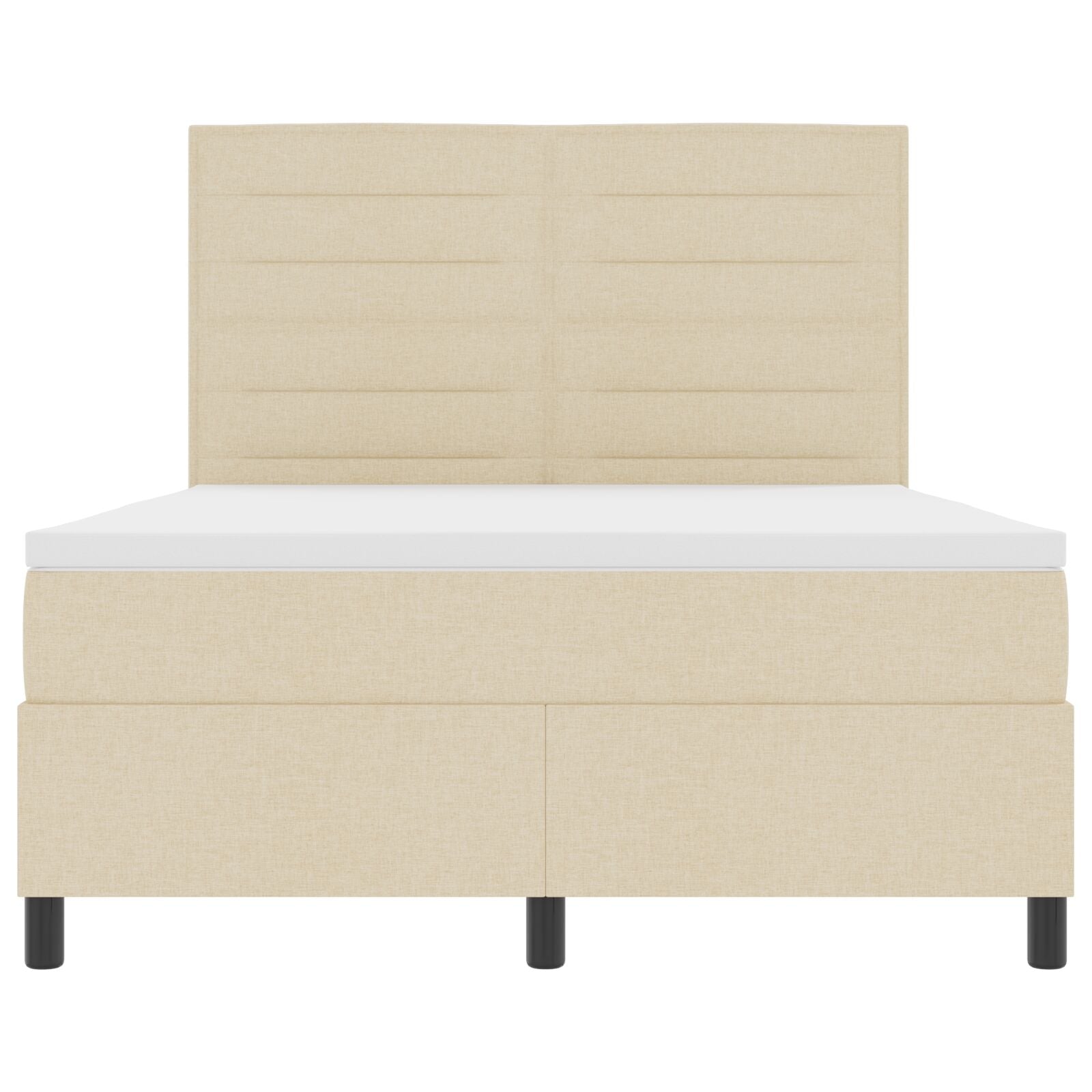 Boxspringbed Met Matras Stof Crème 140 x 190 cm Lijnen ontwerp