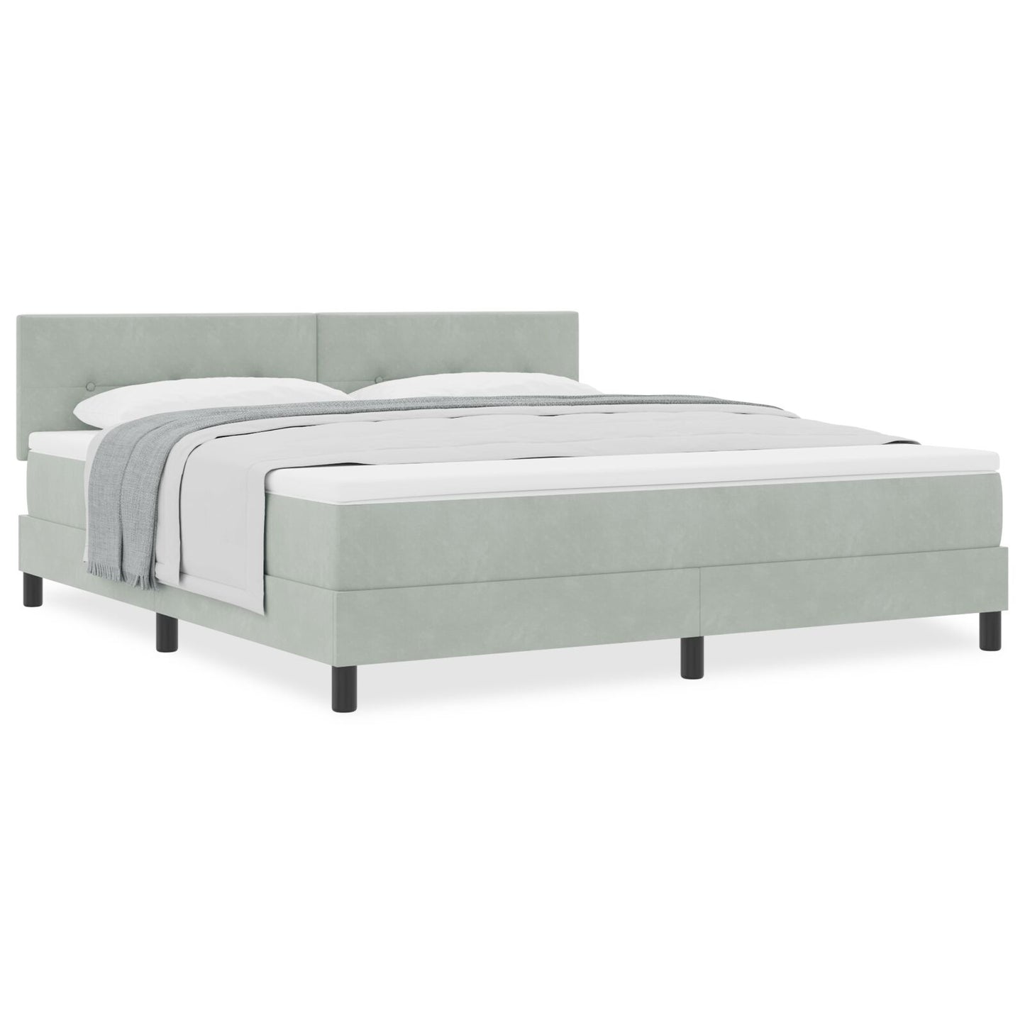 Boxspringbed Met Matras Lichtgrijs Super King Velvet Blauw