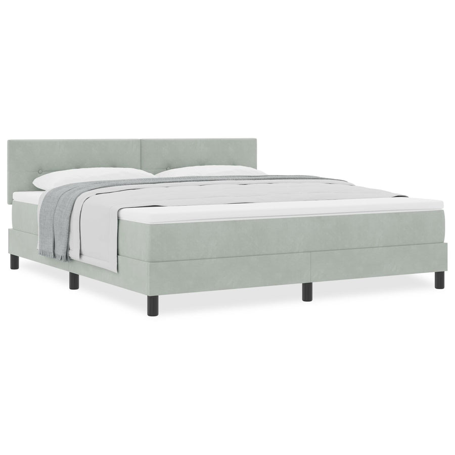 Boxspringbed Met Matras Lichtgrijs Super King Velvet Blauw