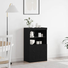 Dressoir Met Led Verlichting Zwart Eik 60X37X100 Cm Zwart eiken