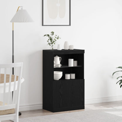 Dressoir Met Led Verlichting Zwart Eik 60X37X100 Cm Zwart eiken