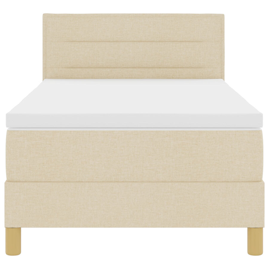 Boxspringbed Met Matras Stof Crème 80 x 200 cm Lijnen ontwerp