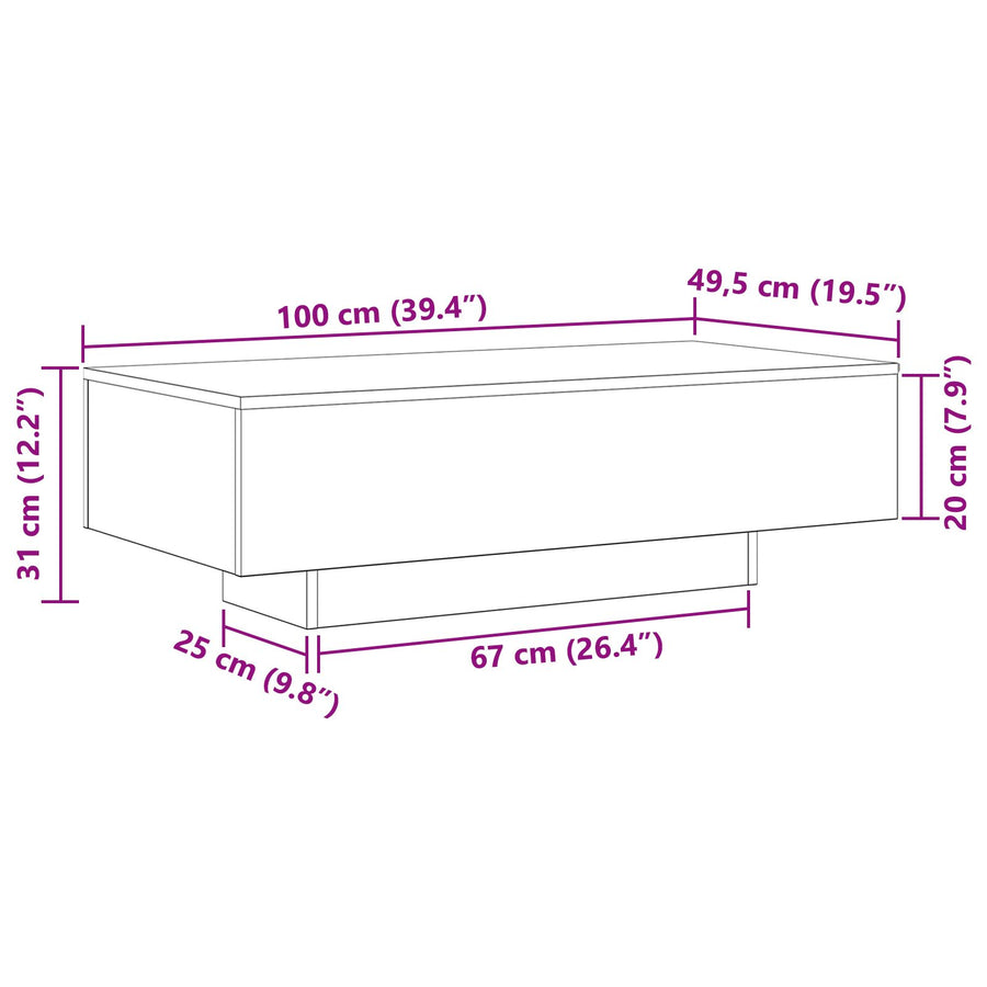 Salontafel Zwart Eiken 100X30X36,5 Cm Bewerkt Hout
