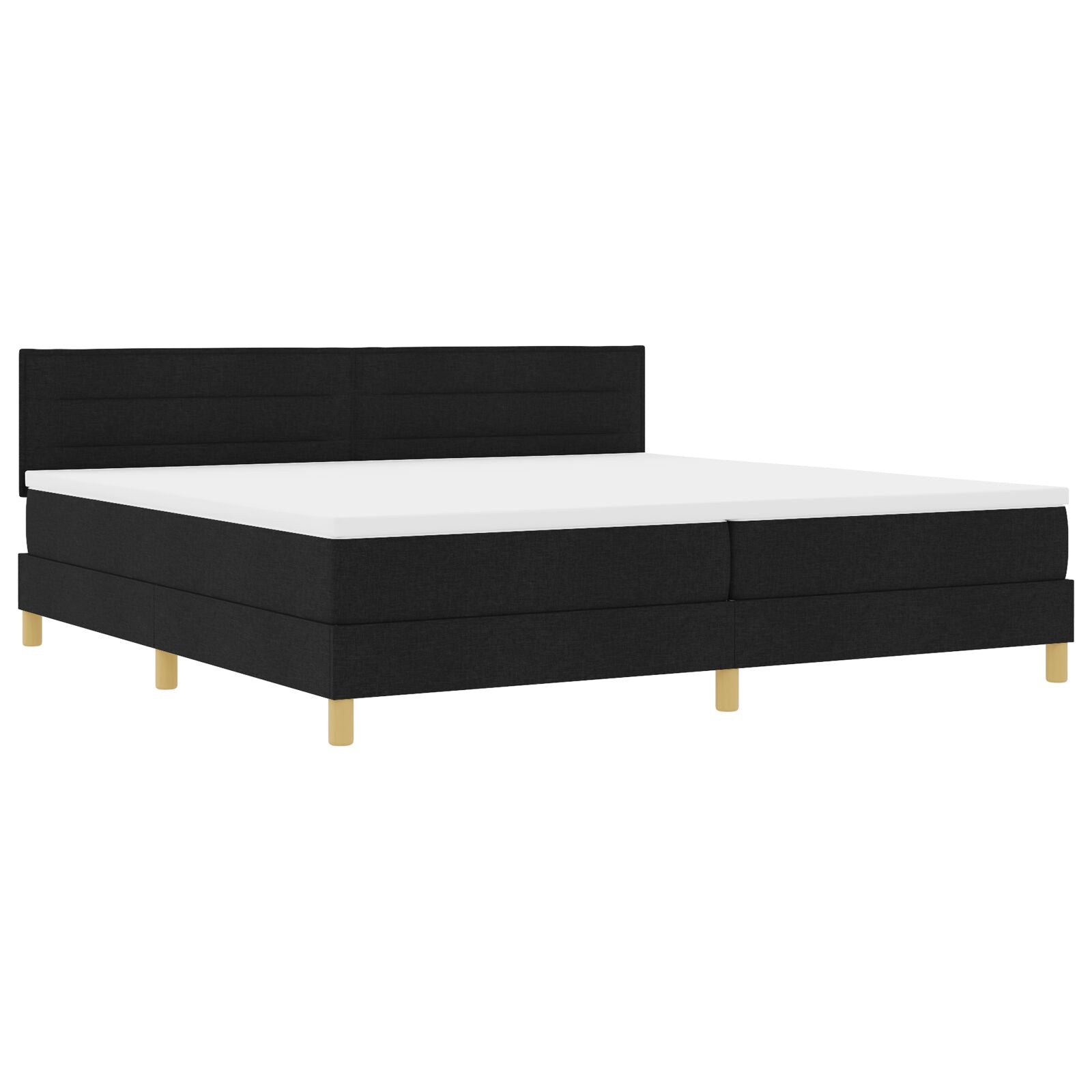 Boxspring Bed Met Matras Stof Zwart 200 x 200 cm Lijnen ontwerp