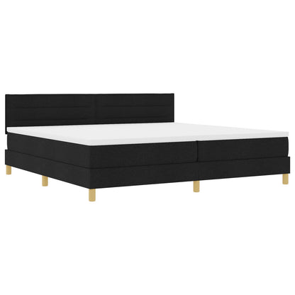 Boxspring Bed Met Matras Stof Zwart 200 x 200 cm Lijnen ontwerp