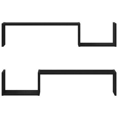 Wandplank 2 Stuks 100X15X70 Cm Bewerkt Hout Zwart eiken