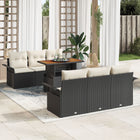 Garden Sofa Set with Cushions 7 pcs Black and Cream