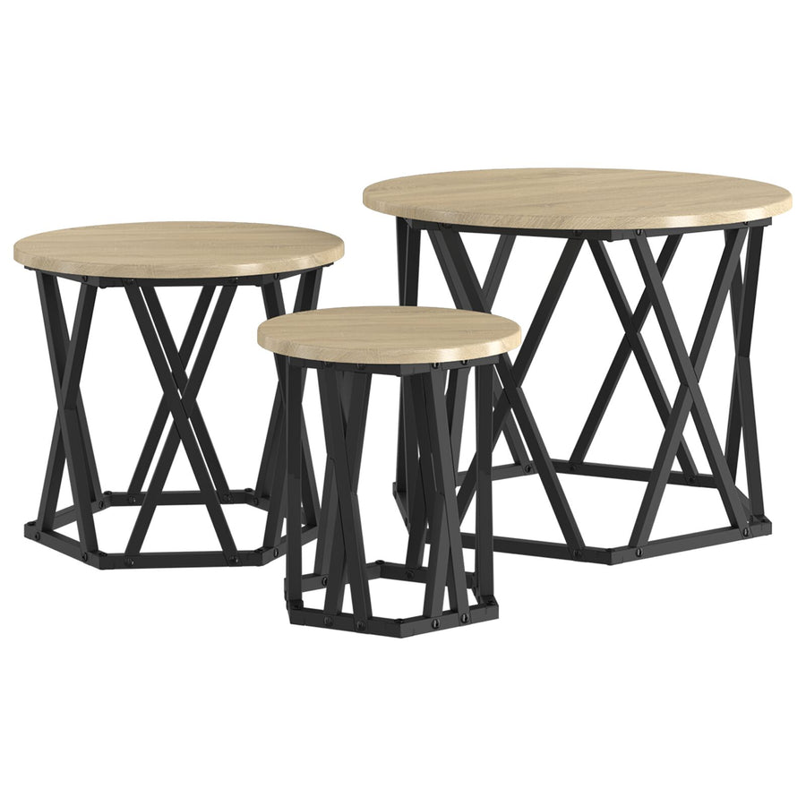 Nesting Bijzettafels 3 Stuks Geengineerd Hout Sonoma eiken