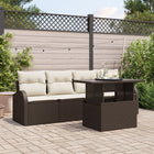 Garden Sofa Set with Cushions 5 pcs Brown Poly Rattan