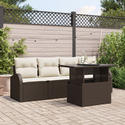 Loungeset poly rotan bruin 5-delig