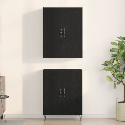 Highboard Zwart Eiken 69,5X34X180 Cm Geengineerd Hout
