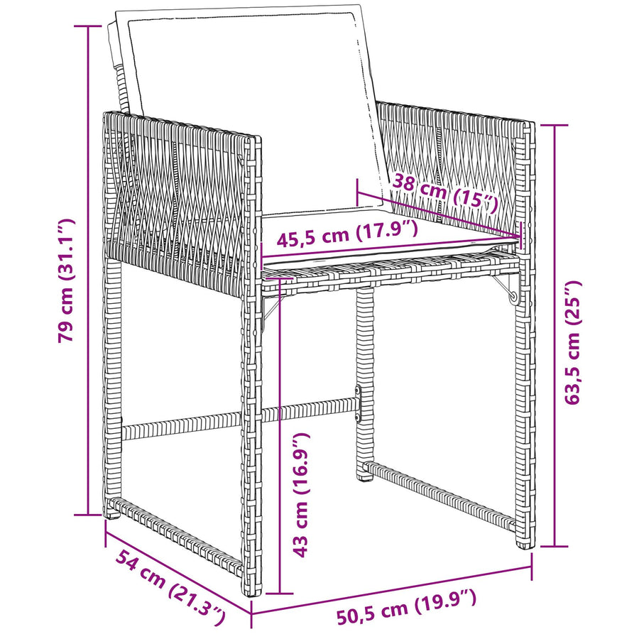 5-Delige Tuin Eettafelset Met Kussens Grijs Poly Rattan