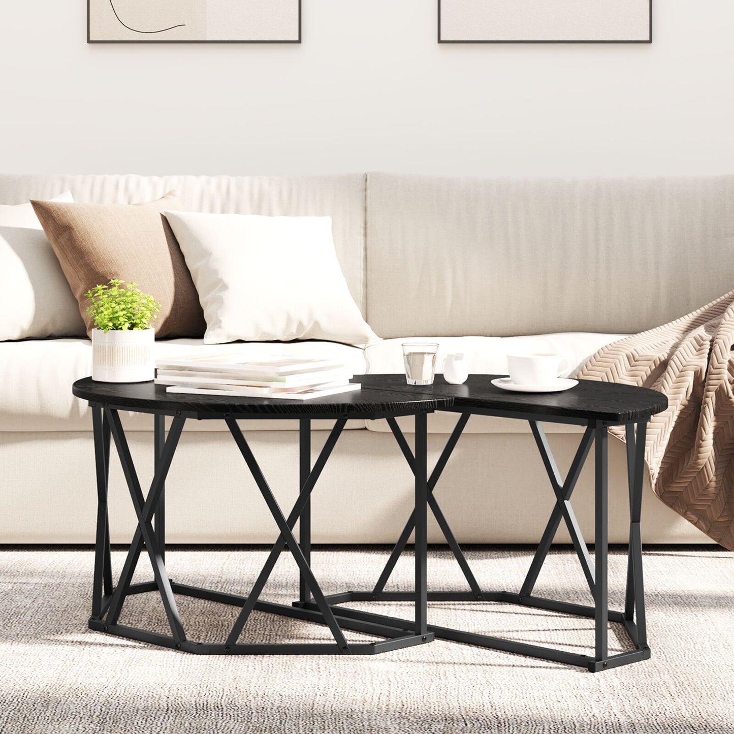 Salontafel 80X80X42 Cm Gelaagd Hout Zwart eiken