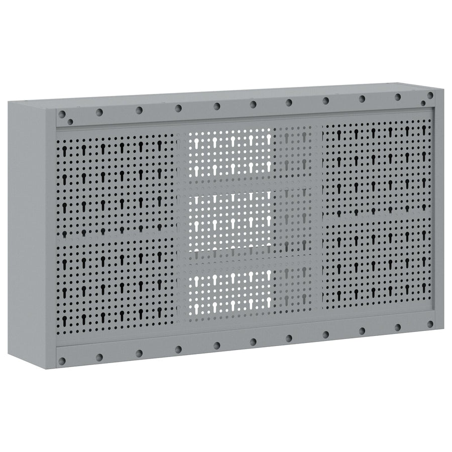 Gereedschapskast Muurbevestigd Met Pegboard 100X20X55 Cm Staal 100 cm Zwart en grijs Muurkast met pegboard