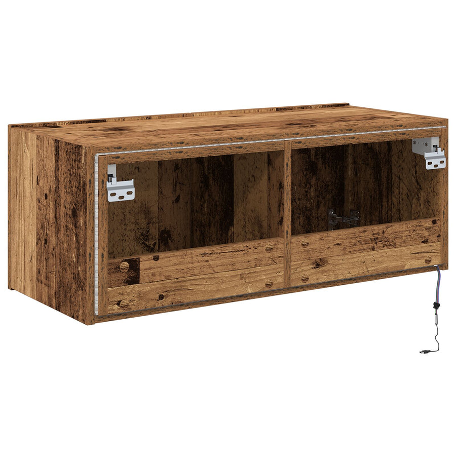 Tv Wandkast Met Led Verlichting Oud Hout 80X35X31 Cm