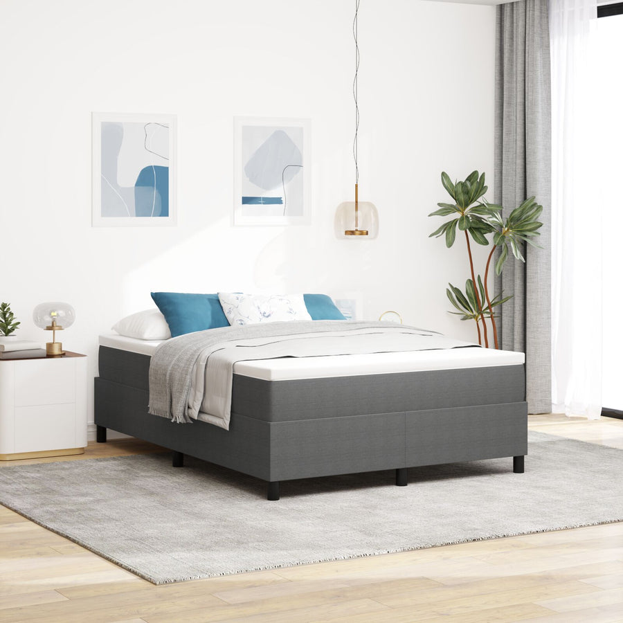 Boxspring Bed Corduroy Stof Lichtgrijs 140 x 200 cm