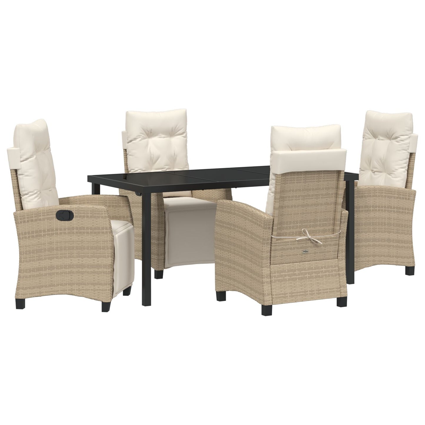 5-Delige Tuin Eetset Beige Poly Riet