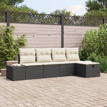 5-Delige Tuin Sofa Set Met Kussens Zwart Poly Riet Wit