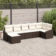 Loungeset poly rattan 7-delig beige