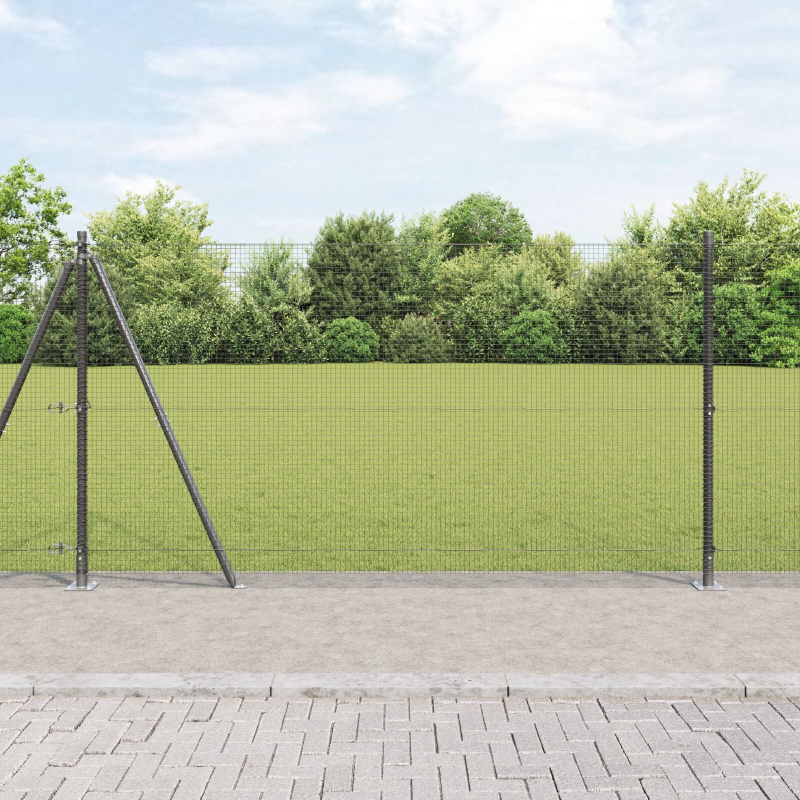 Gelaste Draadhek Met 13 Flenspalen Grijs 1,2X50 M Staal Gegalvaniseerd Staal