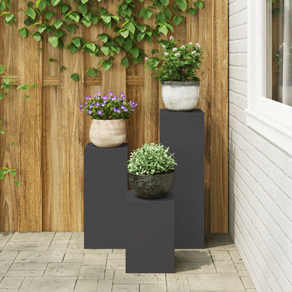 Buiten Plantenstands Set Van 3 Staal Zwart 3x (35/55/75 cm)
