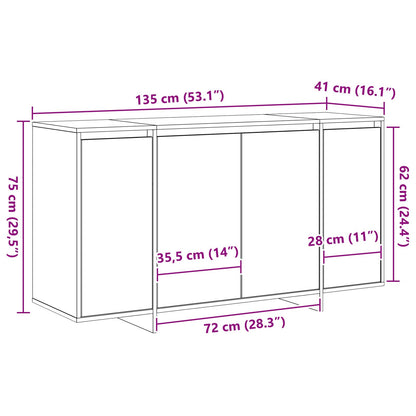 Zwarte Dressoir Zwart Geengineerd Hout 135 X 41 X 75 Cm