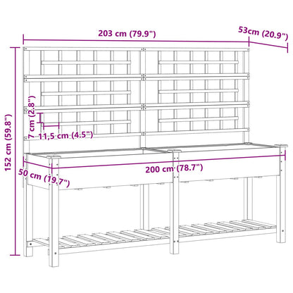 Tuinplantbak Met Trellis & Plank 203X53X152 Cm Massief Vurenhout 203.5 x 54 x 152.5 cm