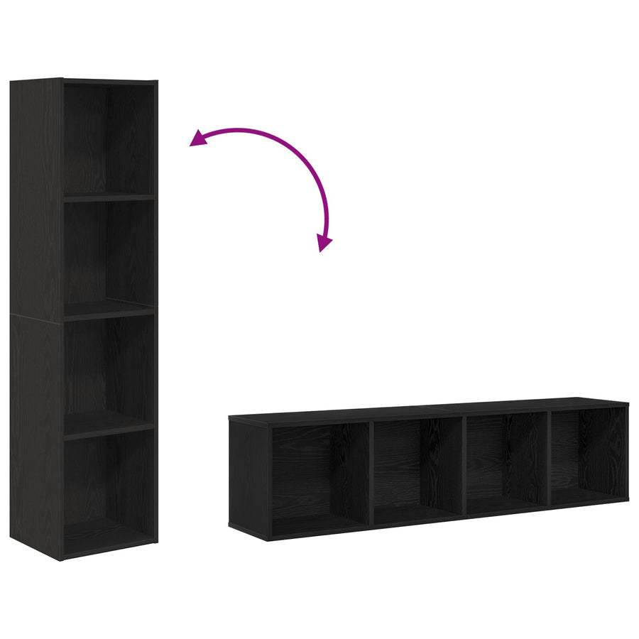 Boekenkast/Tv Kast Zwart Eiken 36X30X143 Cm