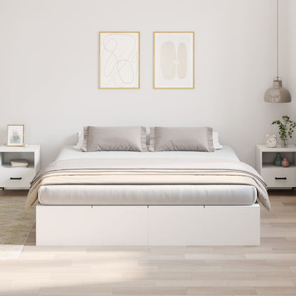 Bedframe Hout Kingsize Opbergbedframe Rechthoekig Wit 200 x 200 cm