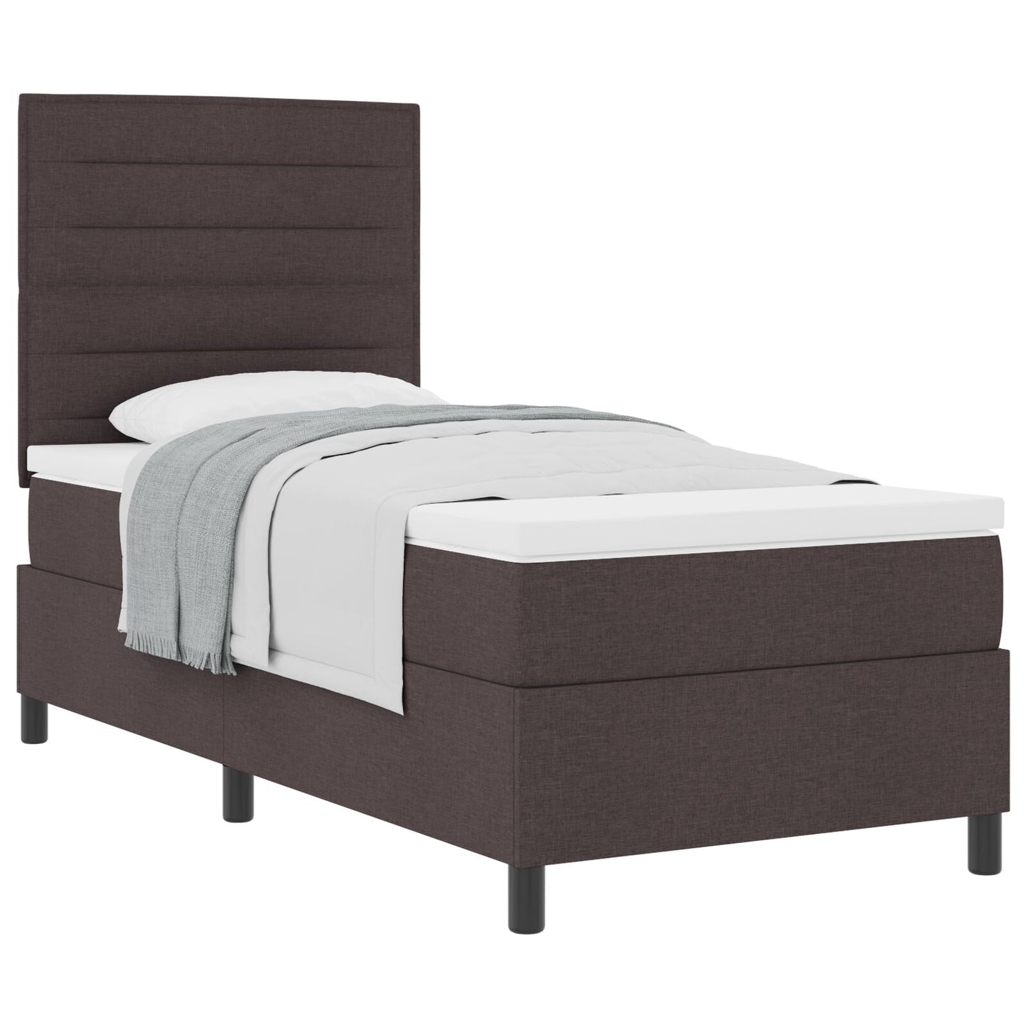 Boxspring Bed Met Matras Stof Donkerbruin 100 x 200 cm Lijnen ontwerp