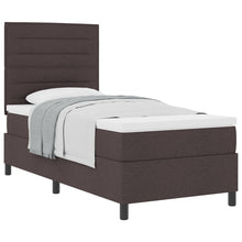 Boxspring Bed Met Matras Stof Donkerbruin 100 x 200 cm Lijnen ontwerp