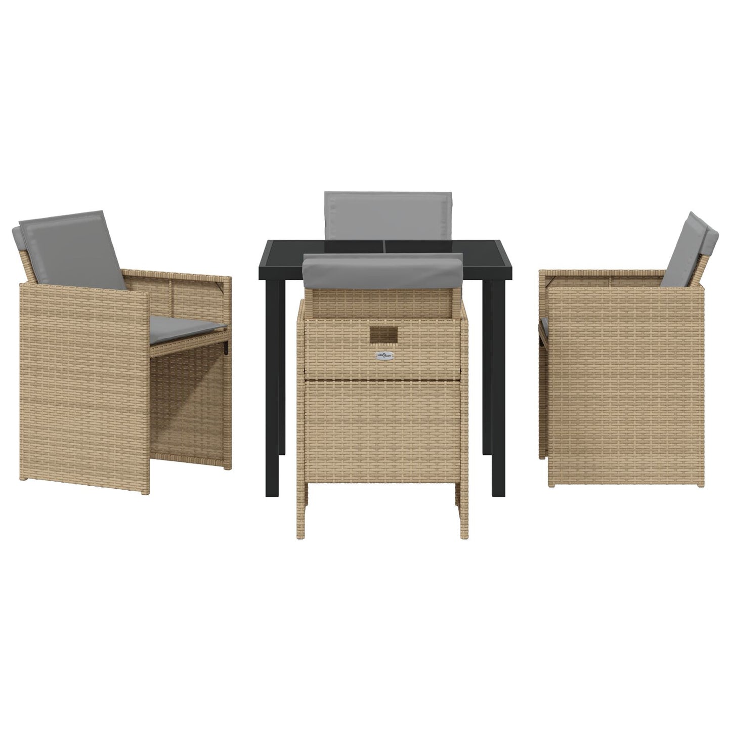 5-Delige Tuin Dinerset Met Kussens In Beige Poly Rattan