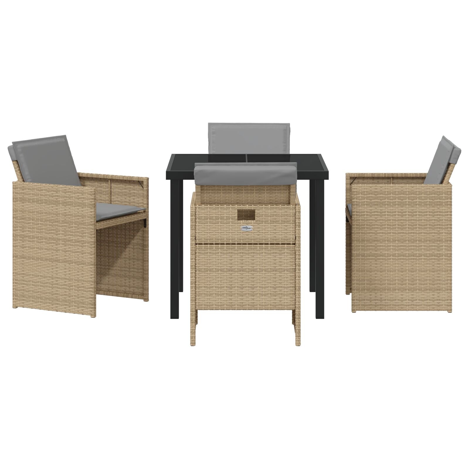 5-Delige Tuin Dinerset Met Kussens In Beige Poly Rattan
