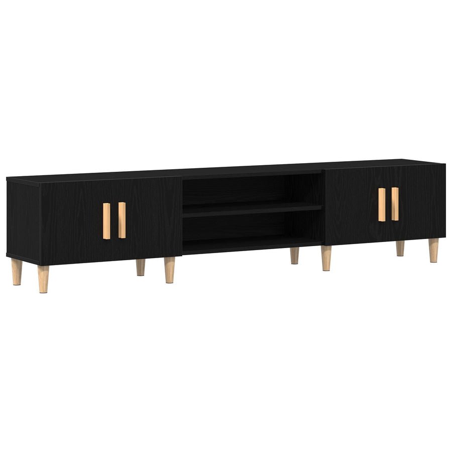 Tv Meubel Zwart Eiken 180X31,5X40 Cm Geengineerd Hout