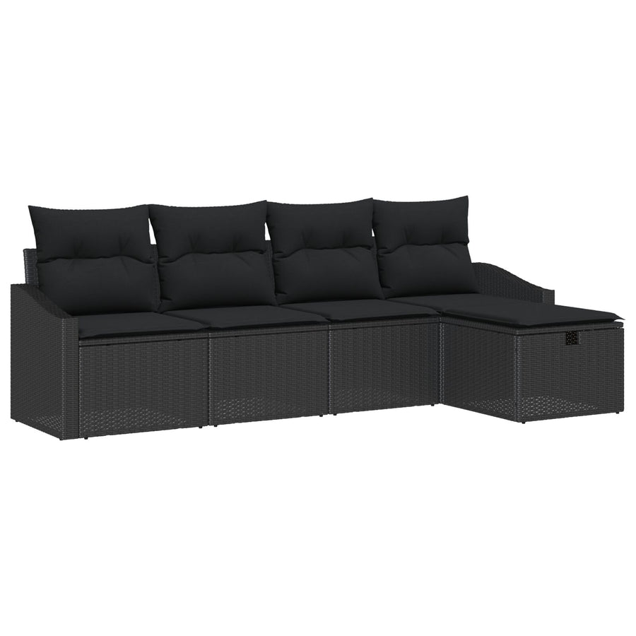 5-Delige Tuin Sofa Set Met Kussens Zwart Poly Rattan Wit