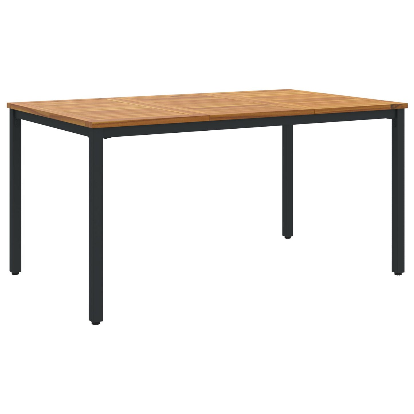 Tuin Tafel Massief Acaciahout En Metaal 150 x 90 x 75 cm Natuurlijk en zwart