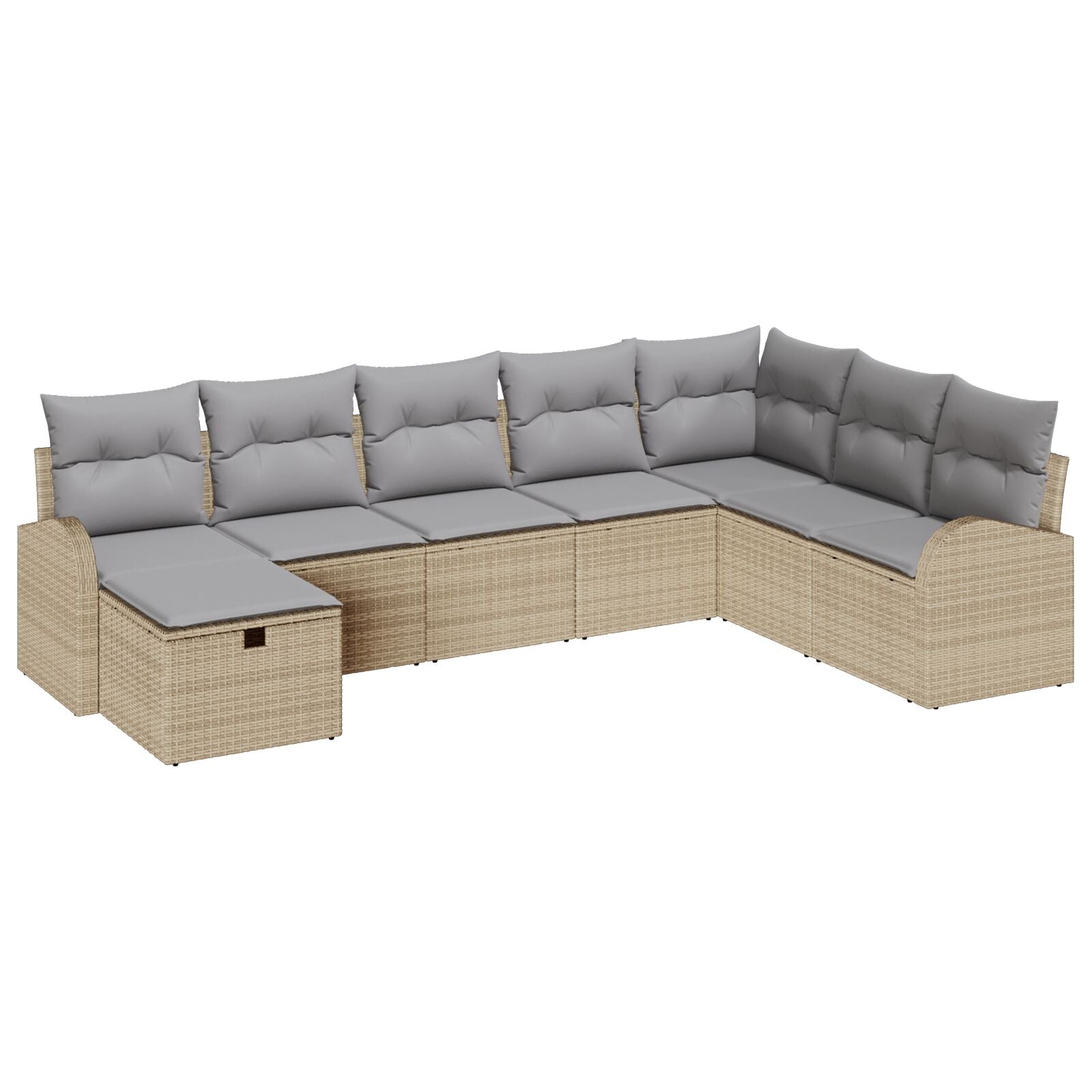 8-Delige Tuin Sofa Set Met Kussens Beige Poly Rattan