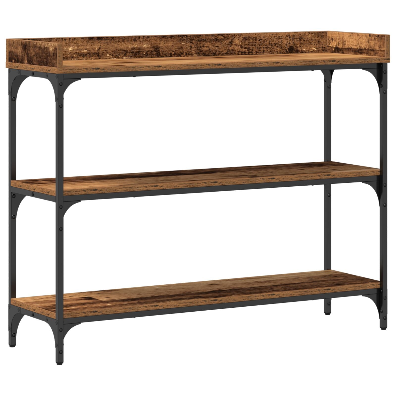 Console Tafel 100X30X80 Cm Engineered Hout En Staal Oud hout 100 cm