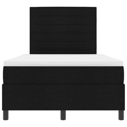 Boxspring Bed Met Matras Stof Zwart 120 x 200 cm Lijnen ontwerp