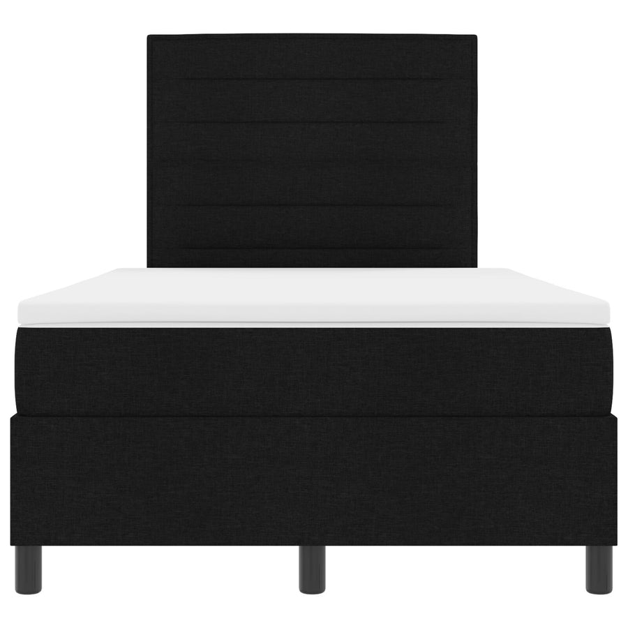 Boxspring Bed Met Matras Stof Zwart 120 x 200 cm Lijnen ontwerp