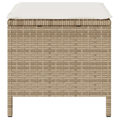 4-Delige Tuin Eetset Met Kussens Poly Rattan Acacia 110 cm Beige en crème 3 krukken
