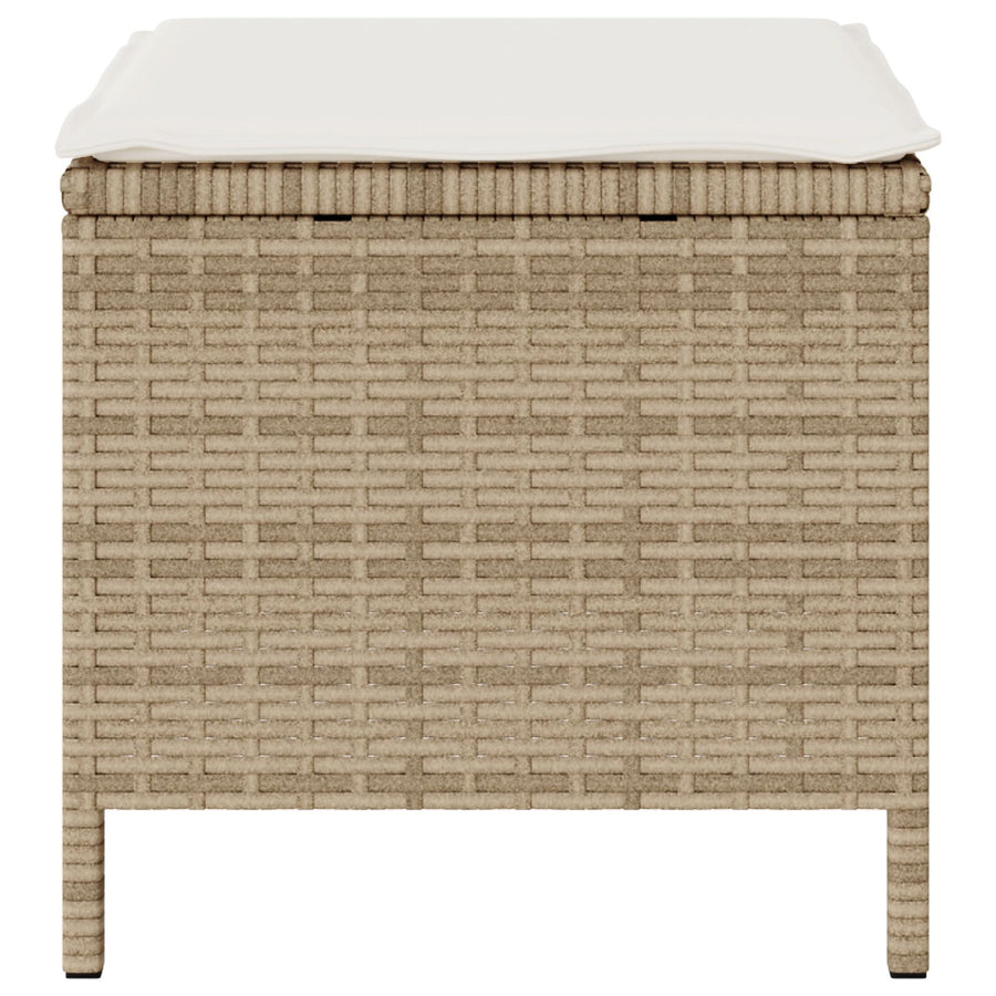 4-Delige Tuin Eetset Met Kussens Poly Rattan Acacia 110 cm Beige en crème 3 krukken