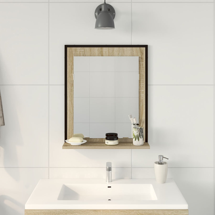 Badkamer Spiegel Met Plank Sonoma Eik 50X12X60 Cm Geengineerd Hout Zwart Eiken