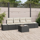 Loungeset 5-delig poly rattan zwart crème