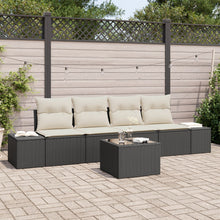 5-Delige Tuin Sofa Set Met Kussens Zwart Poly Rattan