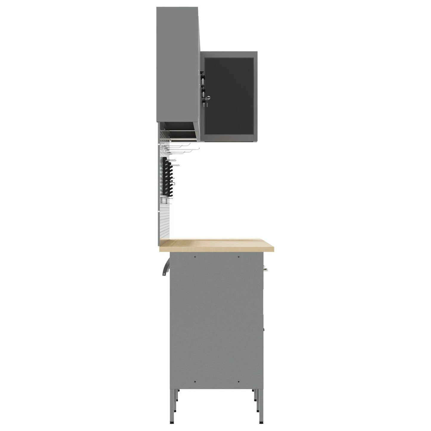 12-Delige Werkmeubel En Pegboard Set Mdf En Metaal 4x (84 cm) Zwart Tafel + 7x kast + 4x pegboard